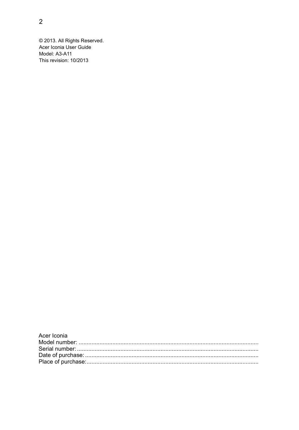 Acer A3-A11 User Manual | Page 2 / 53