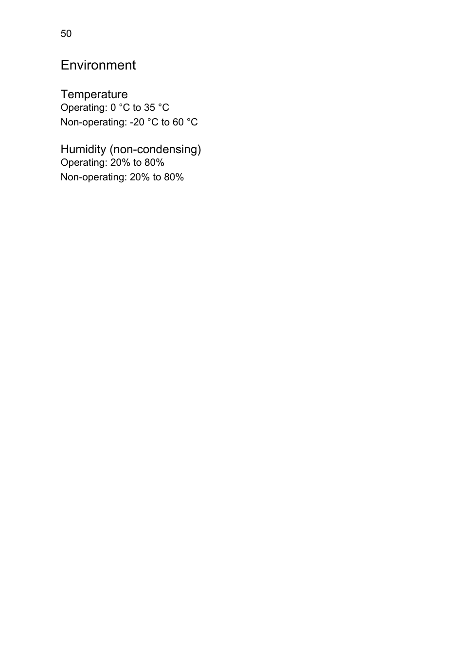 Environment | Acer A3-A11 User Manual | Page 50 / 53
