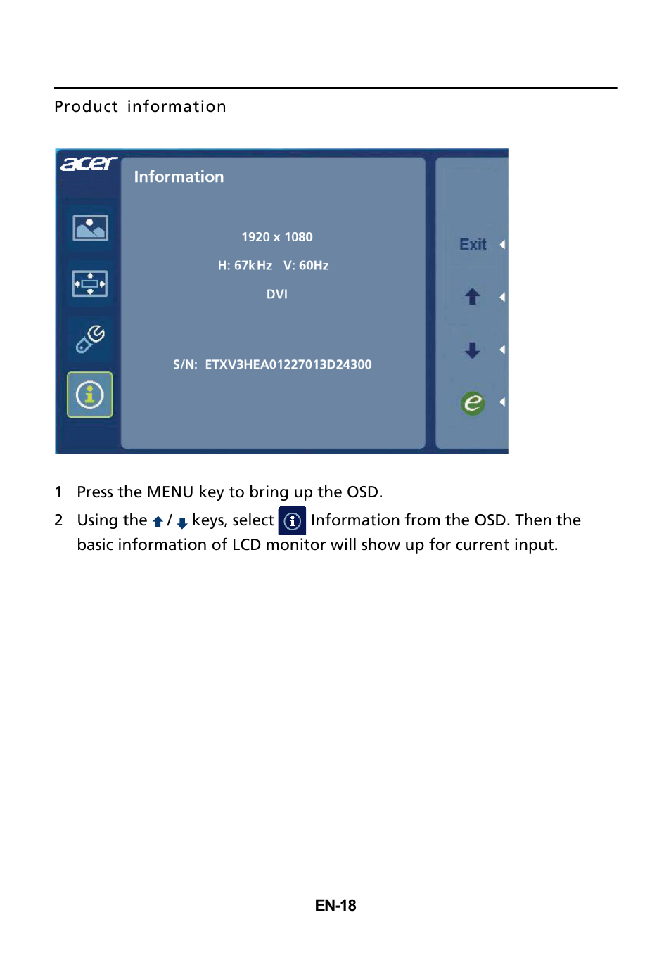 Acer T232HL User Manual | Page 19 / 23