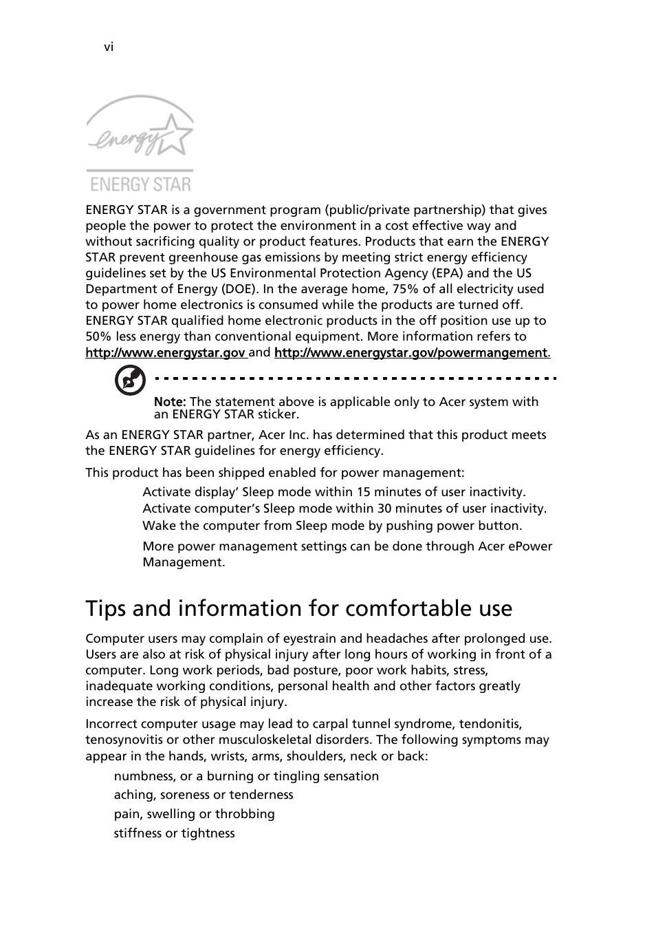 Tips and information for comfortable use | Acer Veriton M265 User Manual | Page 6 / 38