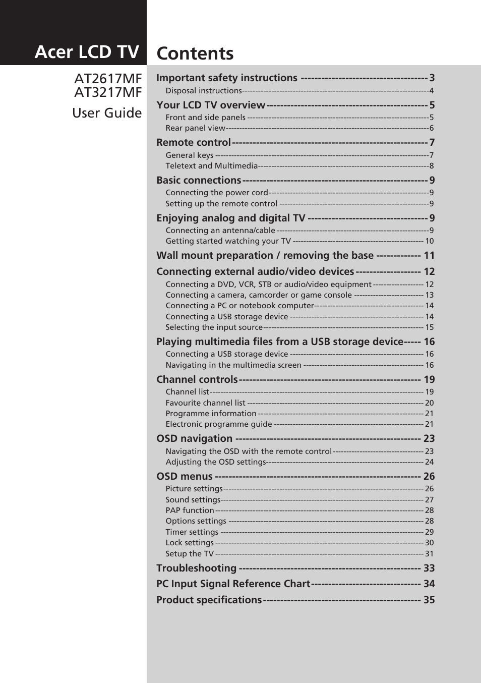 Acer AT2617MF User Manual | 36 pages