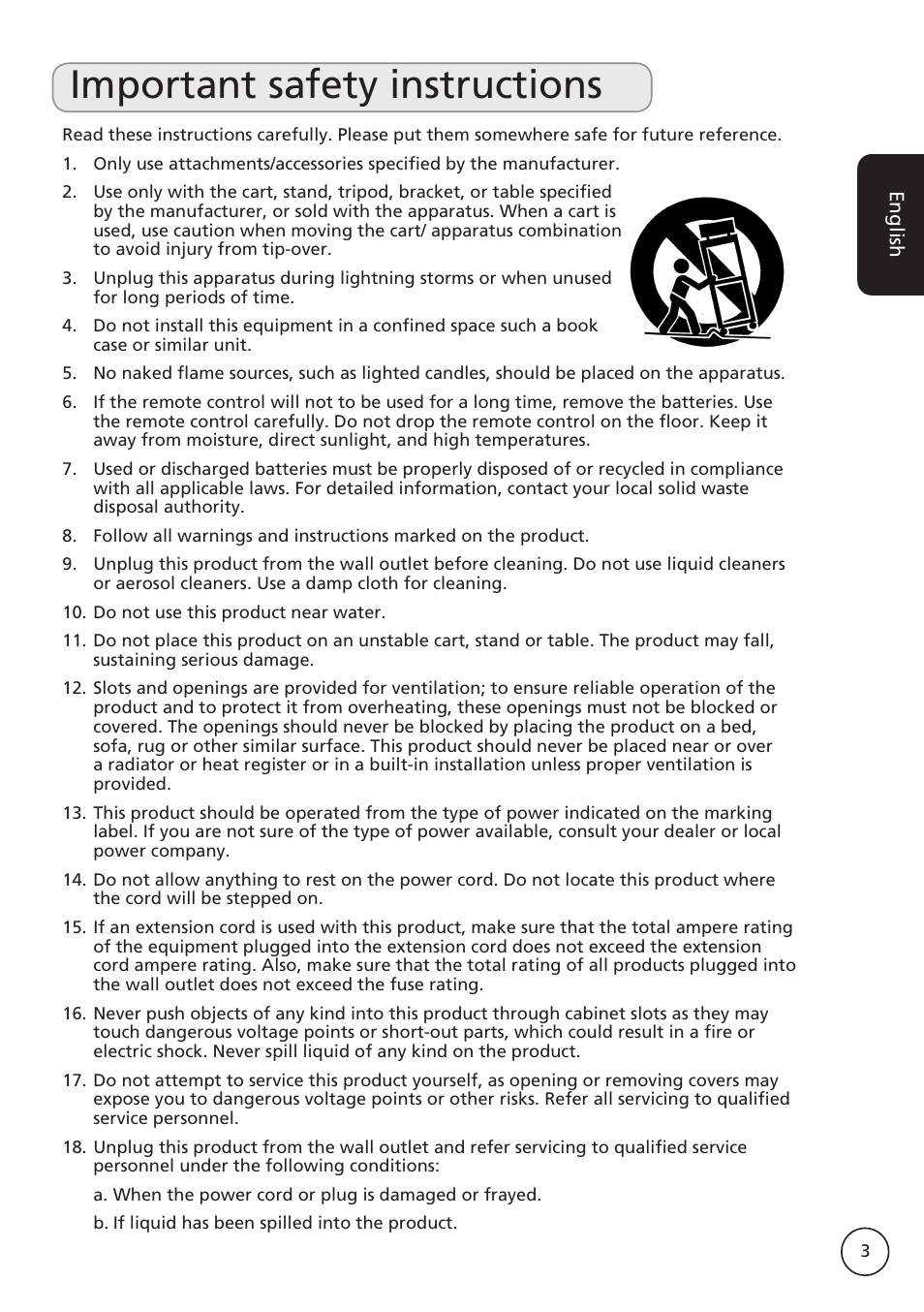 Important safety instructions | Acer AT2617MF User Manual | Page 3 / 36