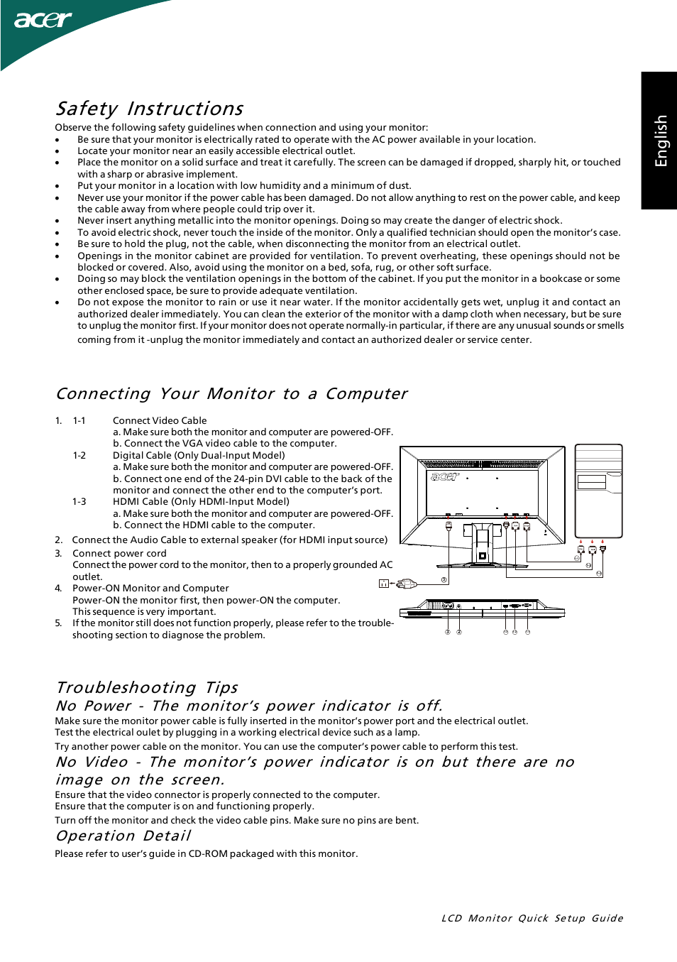 Acer GD235HZ User Manual | 2 pages