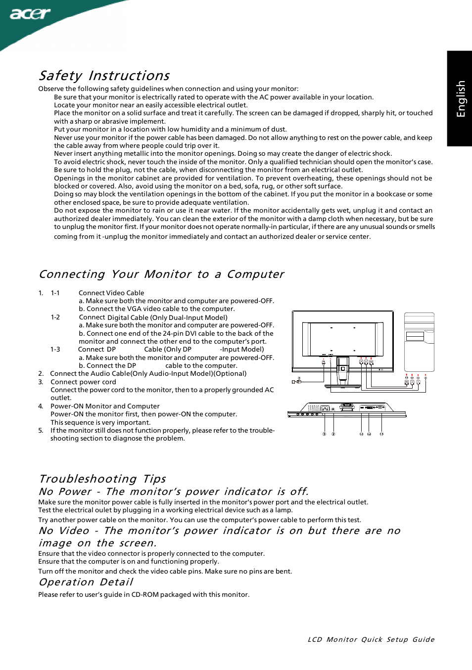 Acer P236HL User Manual | 2 pages