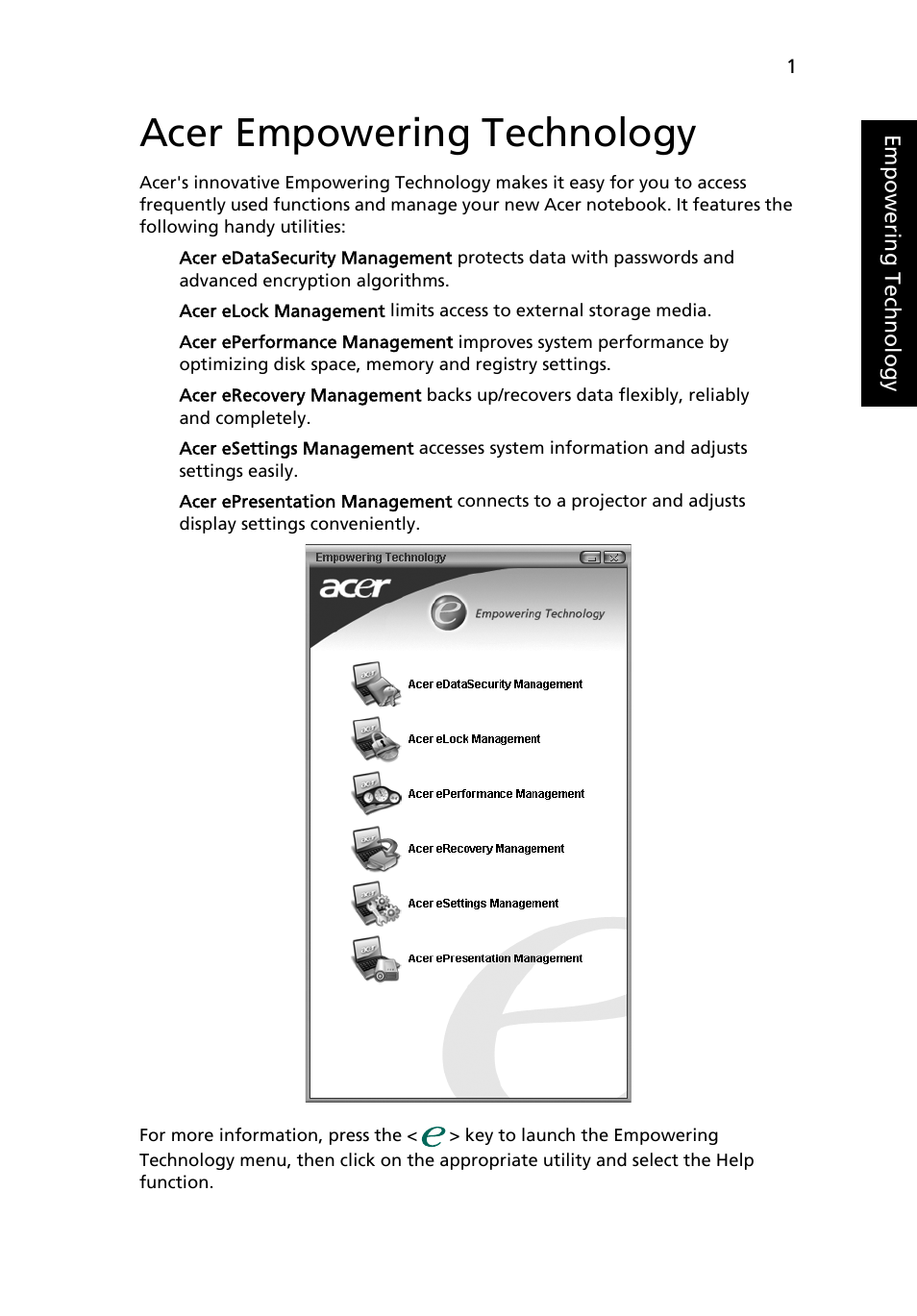 Acer empowering technology | Acer Aspire 5040 User Manual | Page 11 / 82