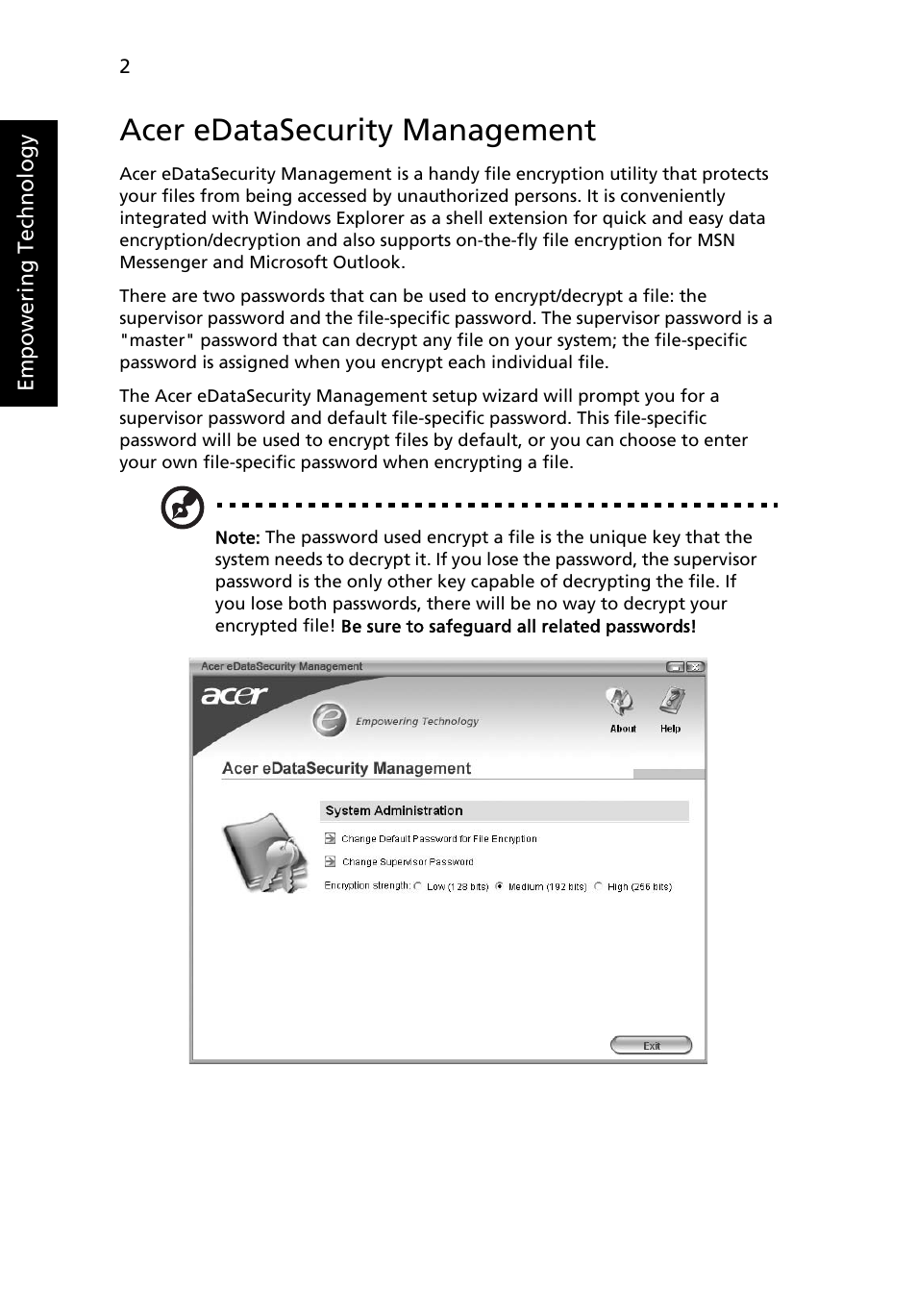 Acer edatasecurity management | Acer Aspire 5040 User Manual | Page 12 / 82