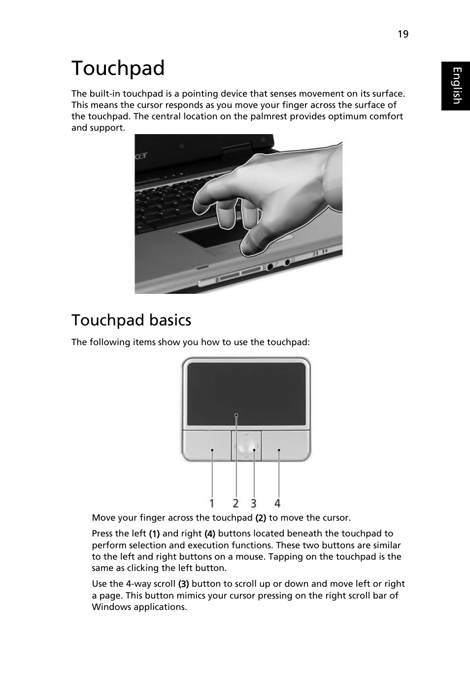 Touchpad, Touchpad basics | Acer Aspire 5040 User Manual | Page 29 / 82