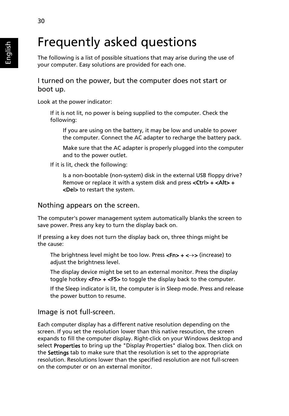Frequently asked questions | Acer Aspire 5040 User Manual | Page 40 / 82
