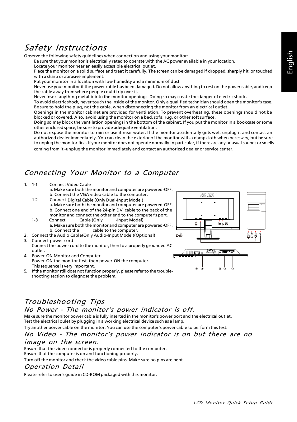 Acer P237HL User Manual | 2 pages