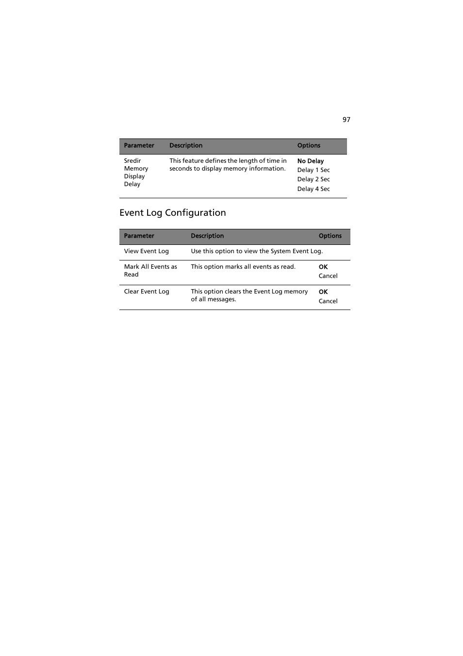 Event log configuration | Acer AT150 F1 User Manual | Page 109 / 182