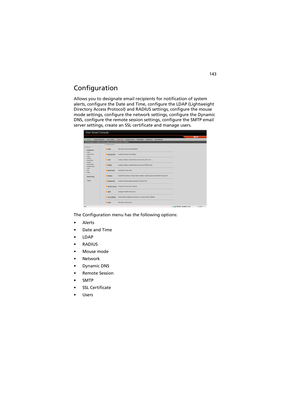 Configuration | Acer AT150 F1 User Manual | Page 155 / 182