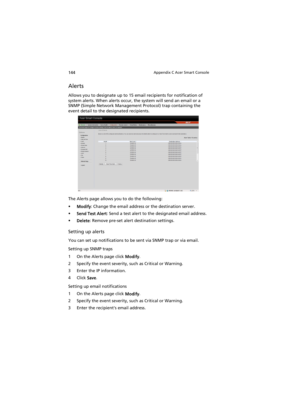 Alerts | Acer AT150 F1 User Manual | Page 156 / 182