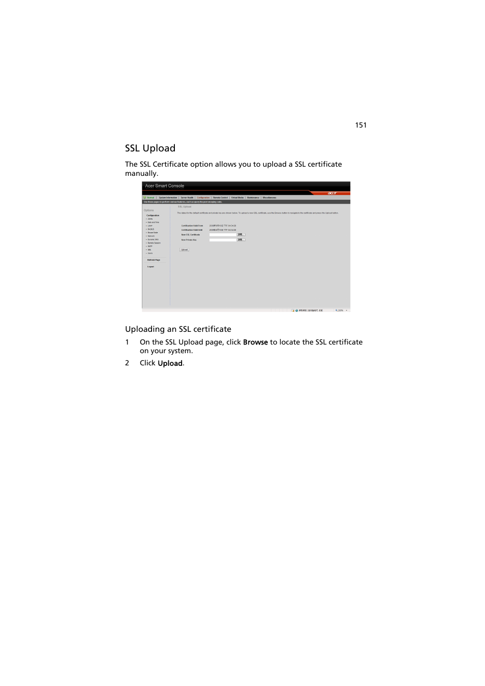 Ssl upload | Acer AT150 F1 User Manual | Page 163 / 182