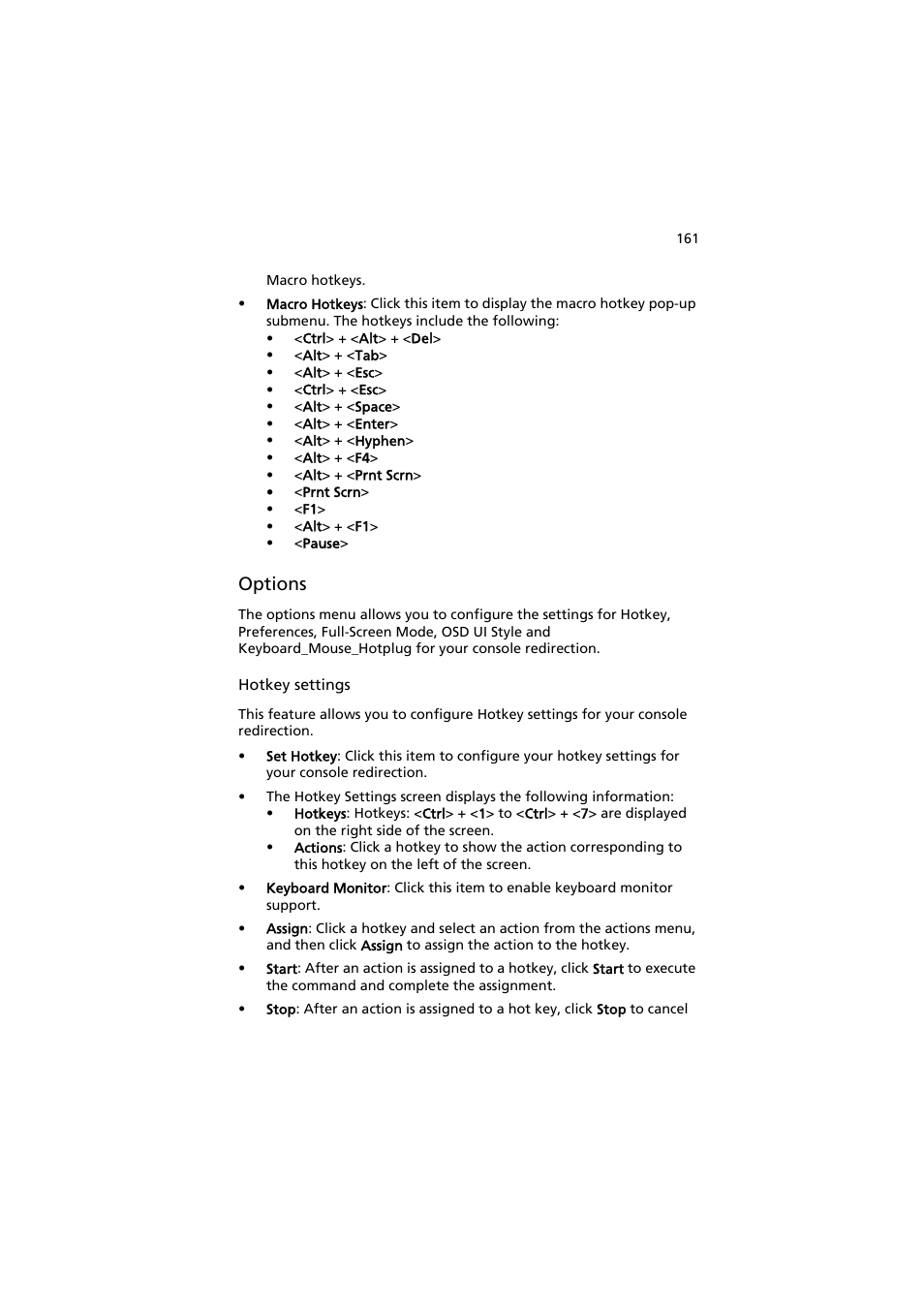 Options | Acer AT150 F1 User Manual | Page 173 / 182