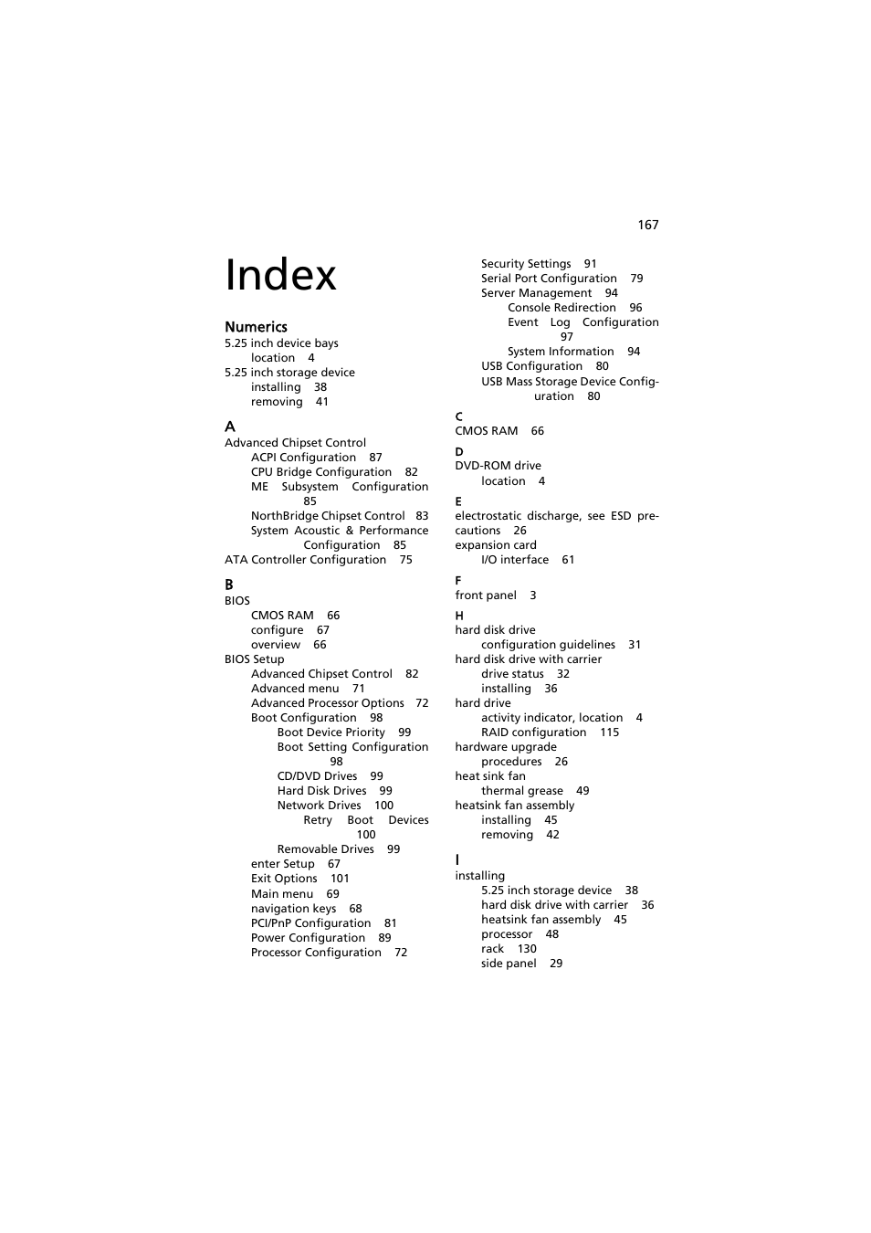 Index, Index 167 | Acer AT150 F1 User Manual | Page 179 / 182