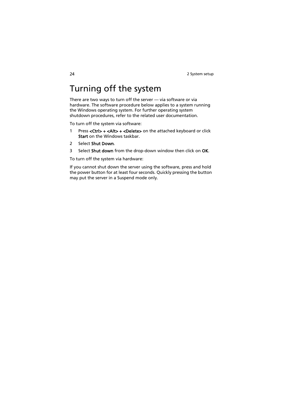 Turning off the system | Acer AT150 F1 User Manual | Page 36 / 182