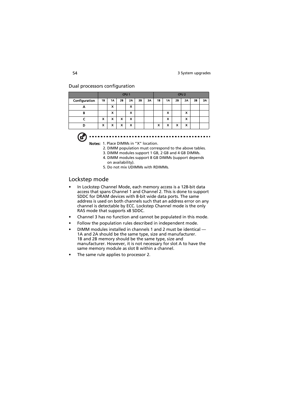 Lockstep mode, Dual processors configuration | Acer AT150 F1 User Manual | Page 66 / 182