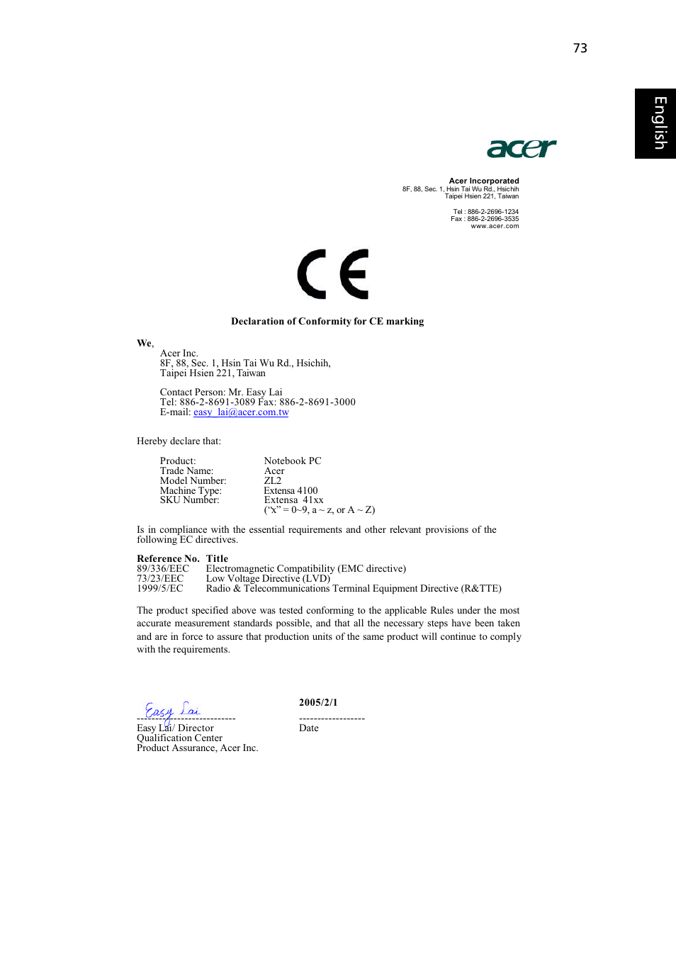 Engli sh eng lis h | Acer Extensa 4100 User Manual | Page 83 / 86