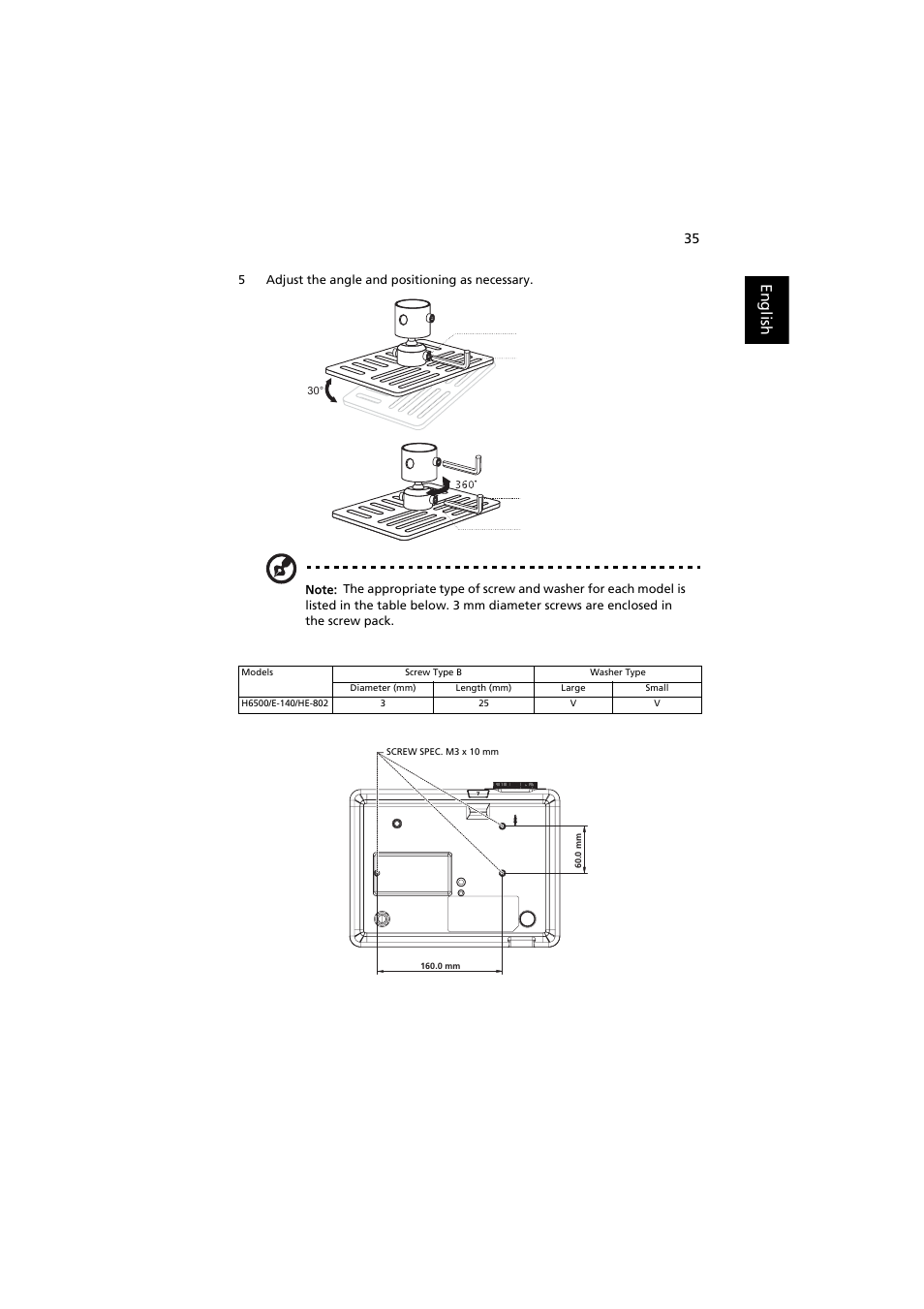 English | Acer H6500 User Manual | Page 45 / 56