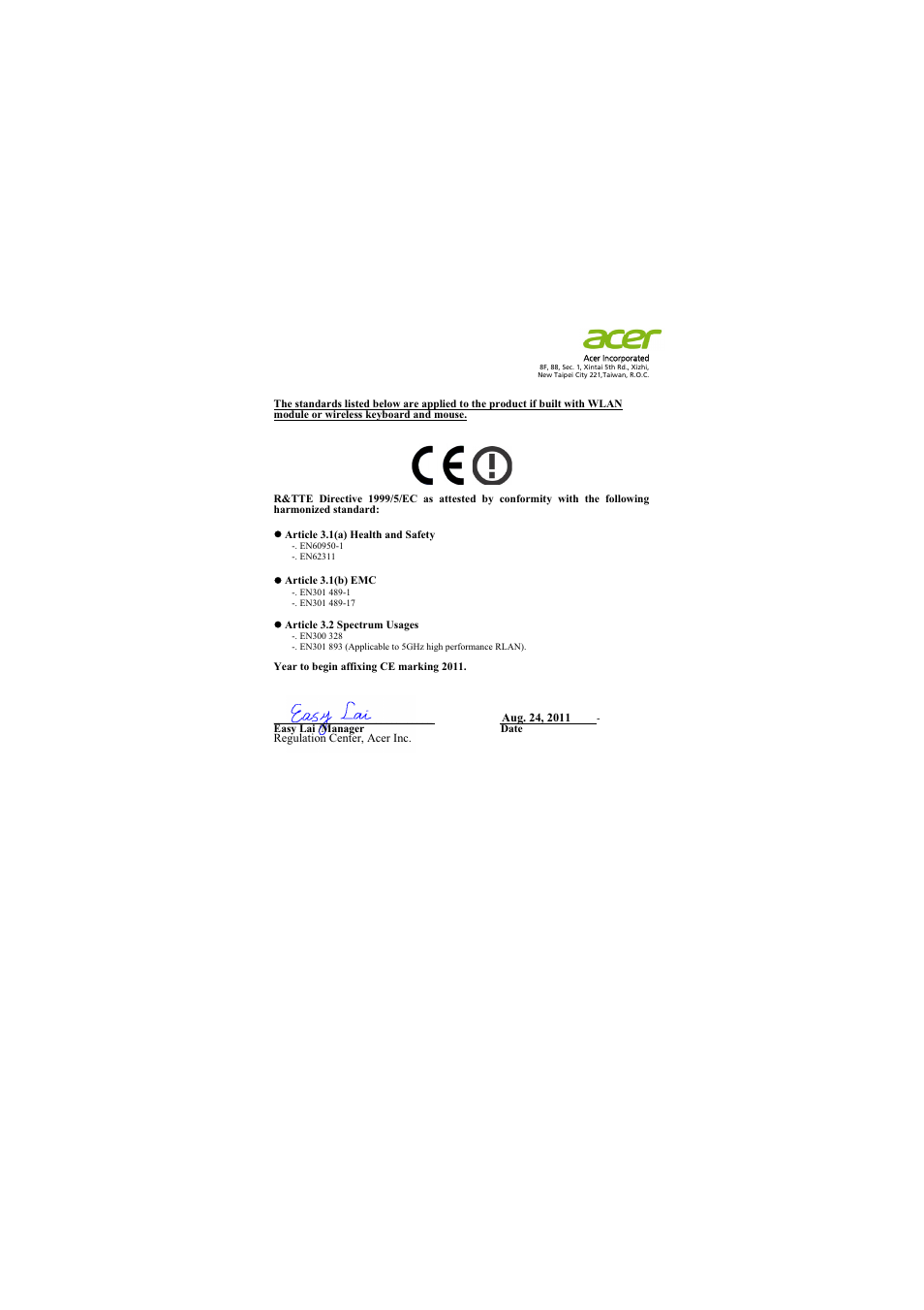 Acer H6500 User Manual | Page 55 / 56