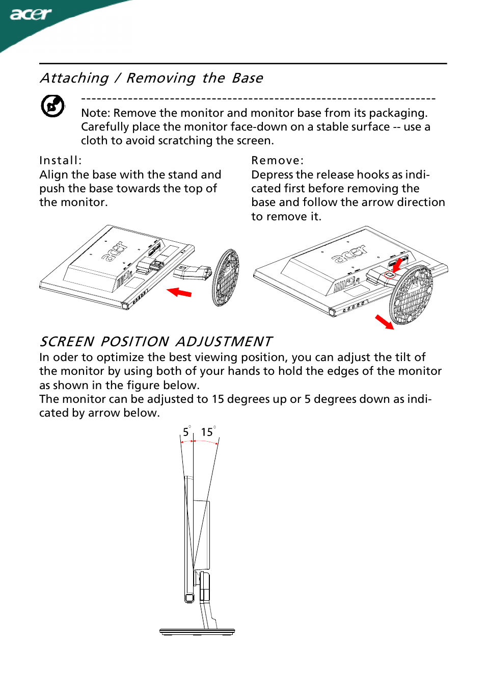 Acer A181HL User Manual | Page 7 / 23