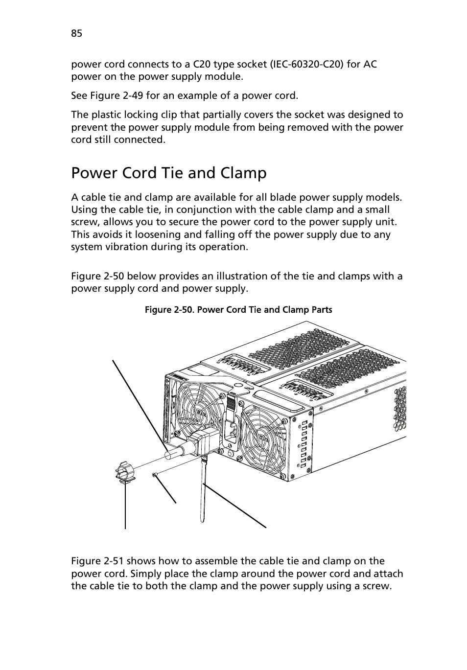 Power cord tie and clamp | Acer AB460 F1 User Manual | Page 105 / 618