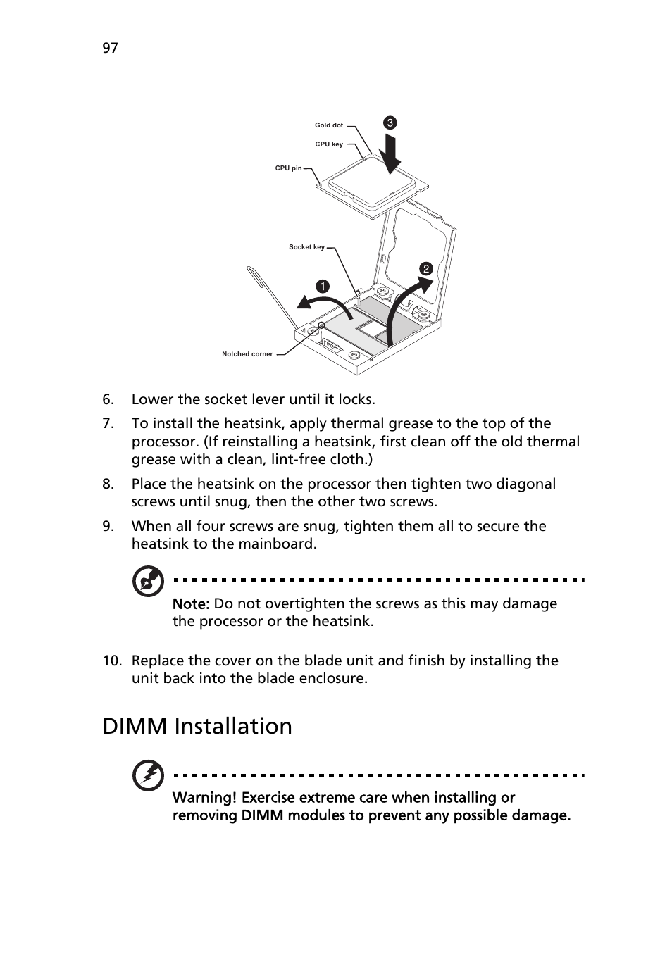 Dimm installation | Acer AB460 F1 User Manual | Page 117 / 618