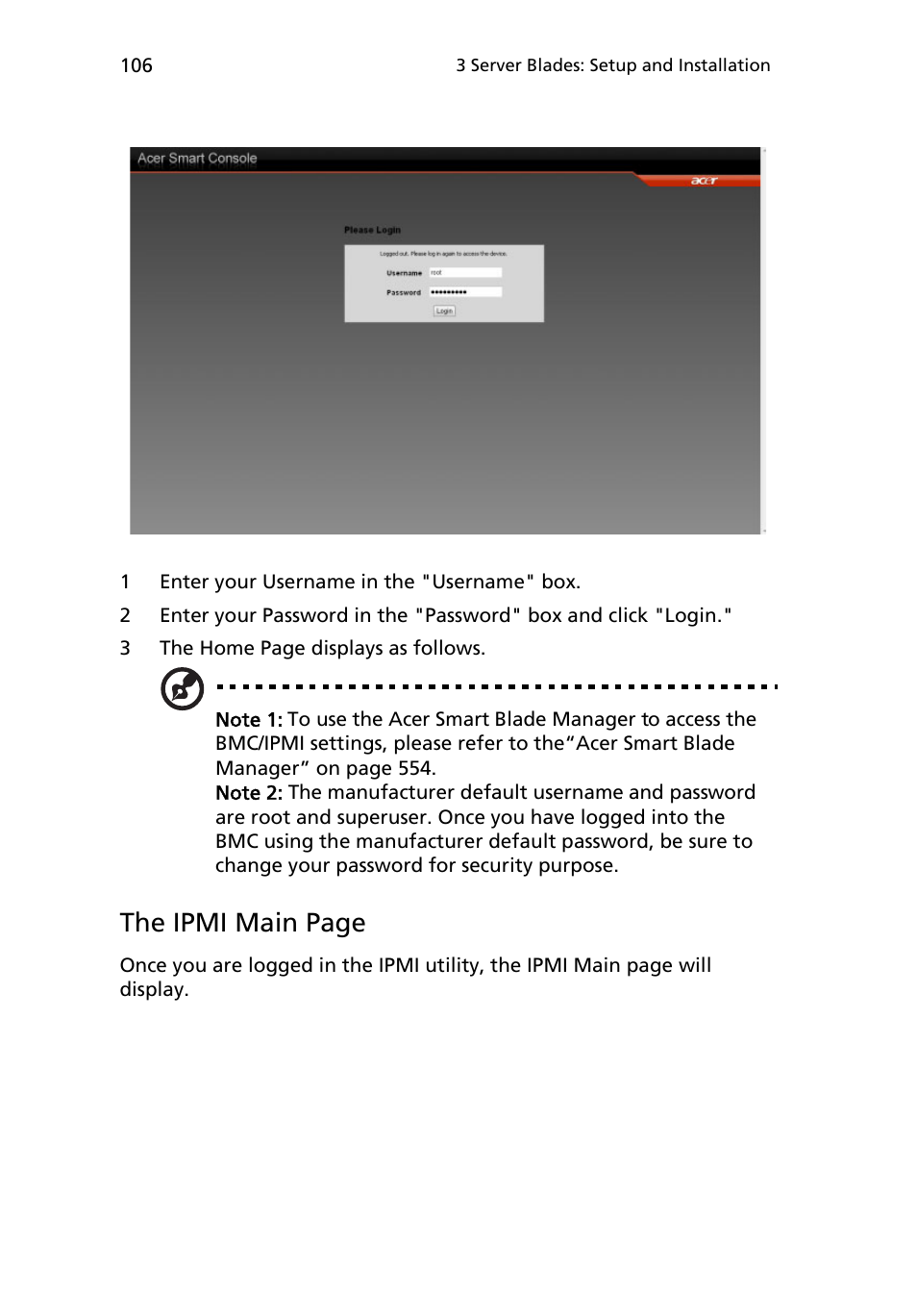 The ipmi main page | Acer AB460 F1 User Manual | Page 126 / 618