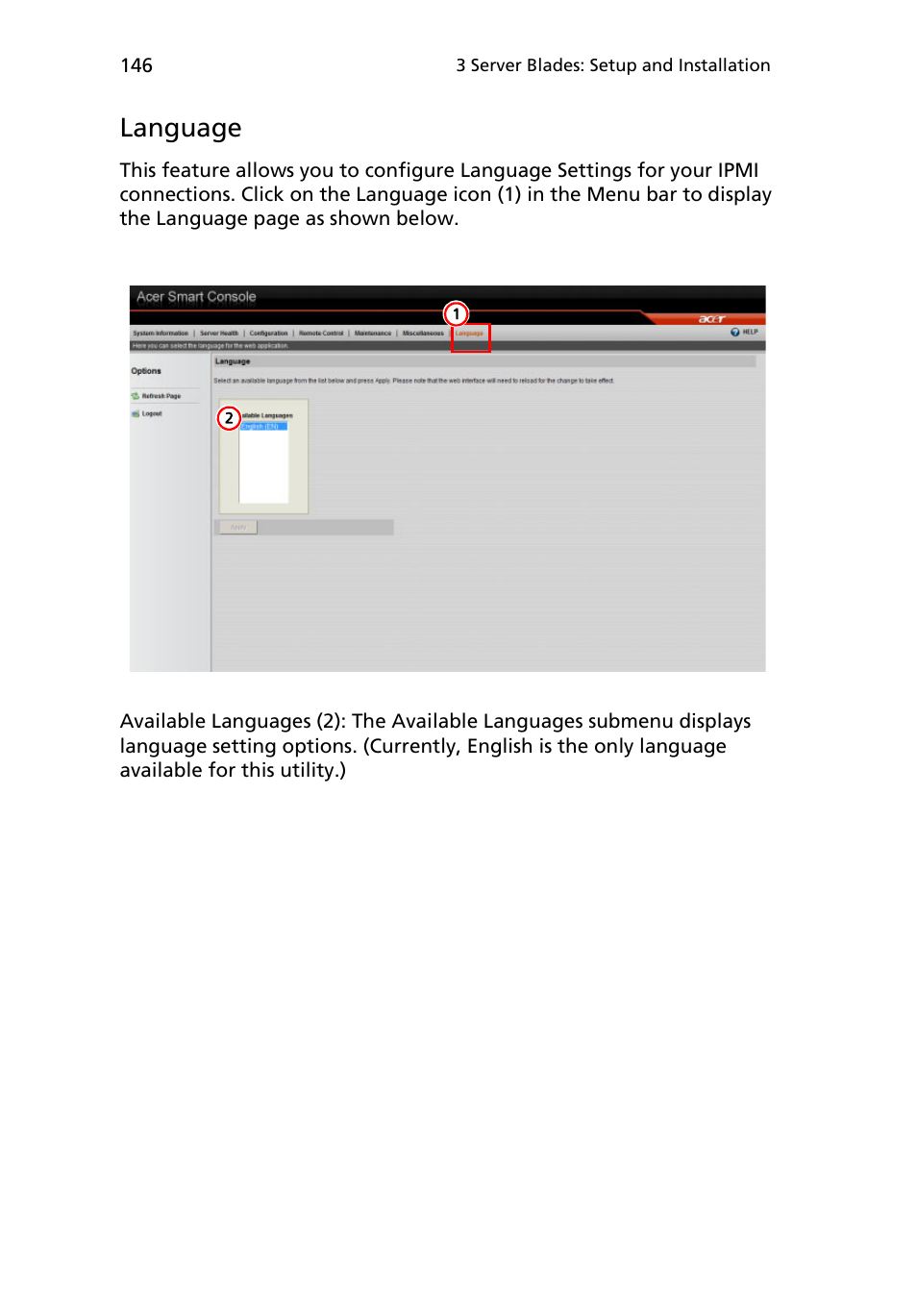 Language | Acer AB460 F1 User Manual | Page 166 / 618