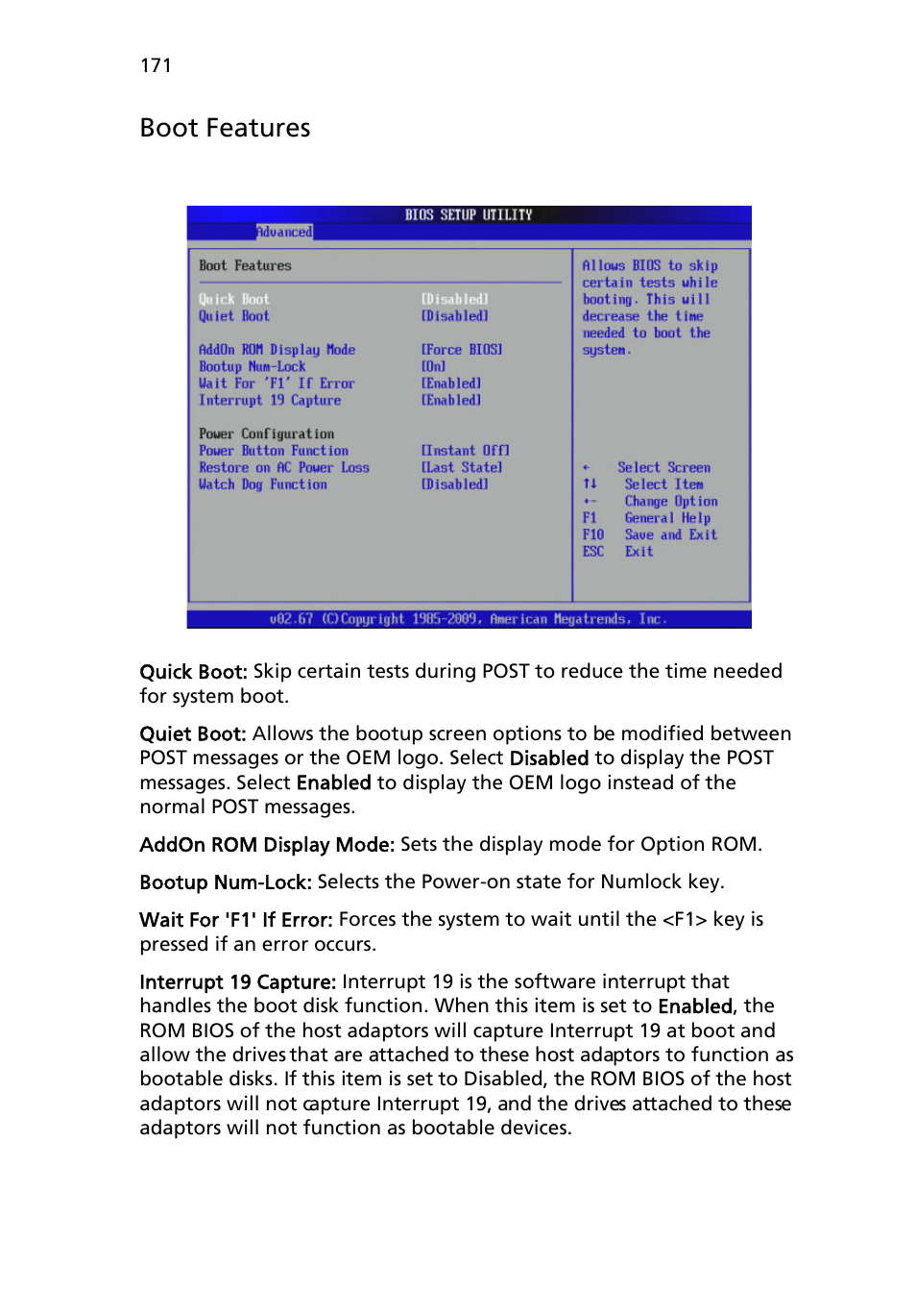 Boot features | Acer AB460 F1 User Manual | Page 191 / 618