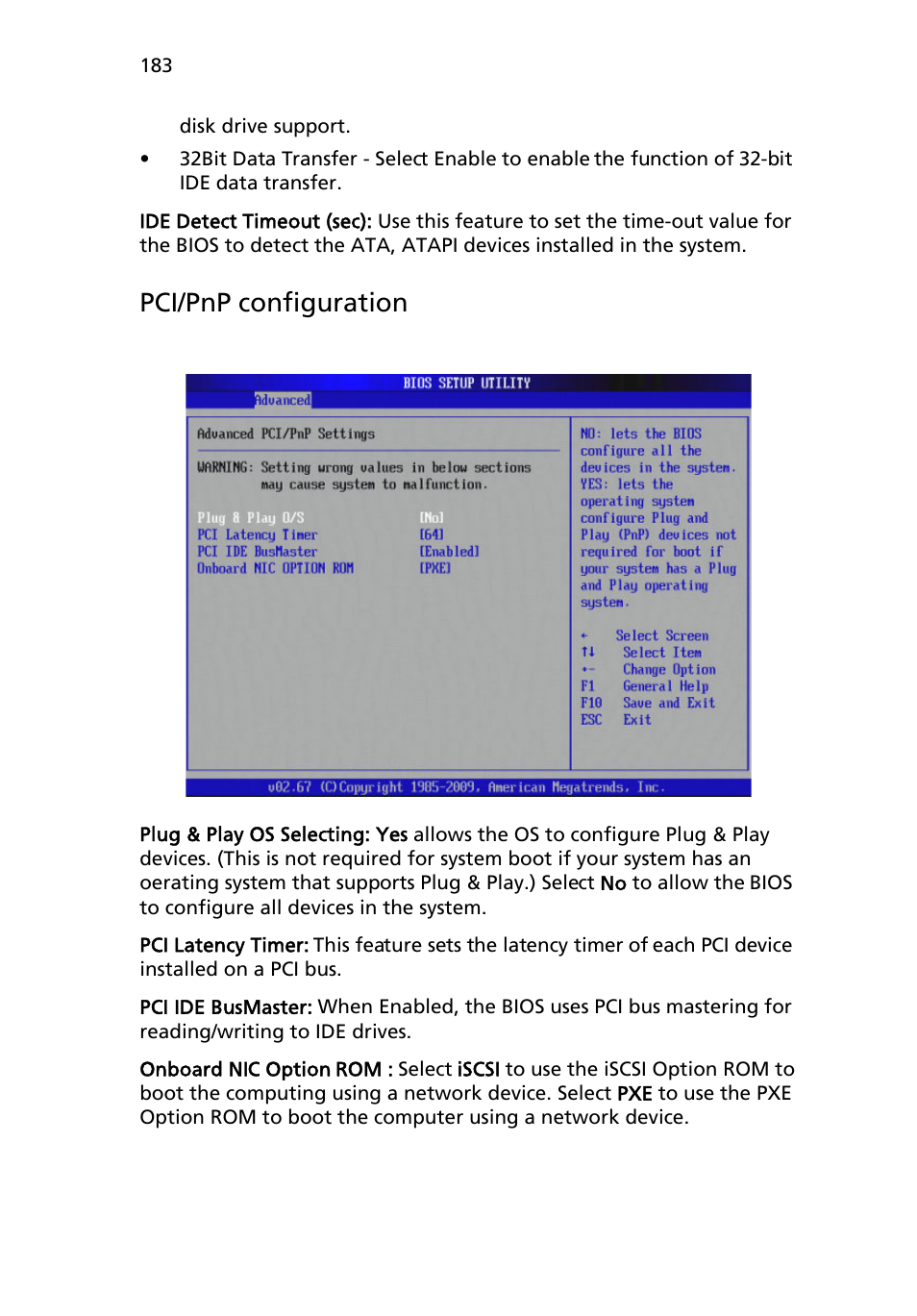 Pci/pnp configuration | Acer AB460 F1 User Manual | Page 203 / 618