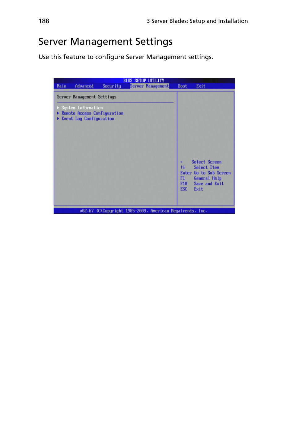 Server management settings | Acer AB460 F1 User Manual | Page 208 / 618