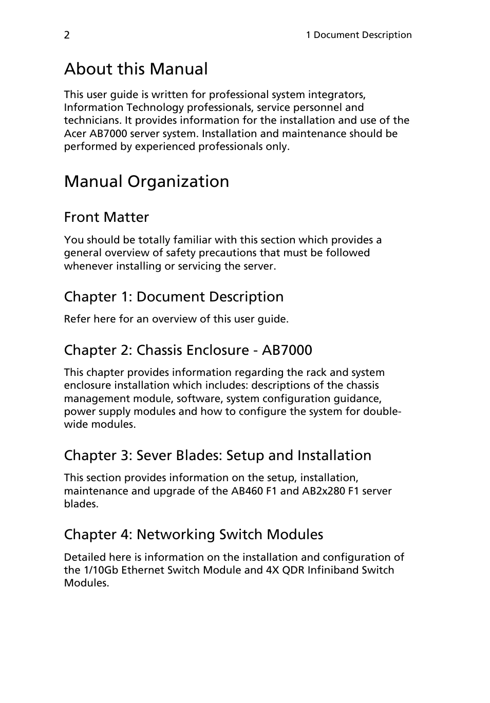 About this manual, Manual organization | Acer AB460 F1 User Manual | Page 22 / 618