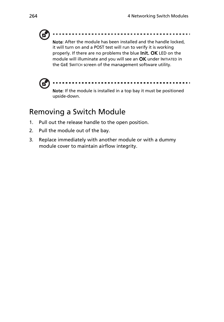 Removing a switch module | Acer AB460 F1 User Manual | Page 284 / 618