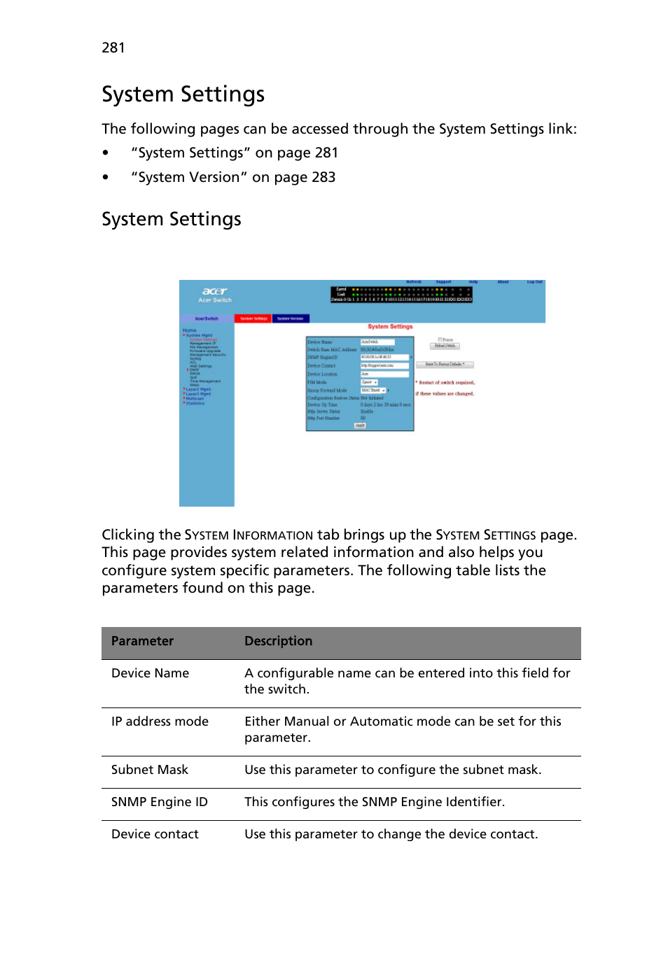 System settings | Acer AB460 F1 User Manual | Page 301 / 618