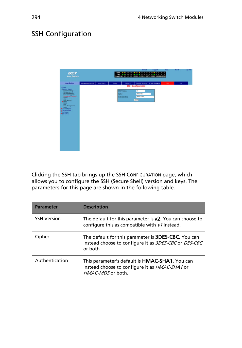 Ssh configuration | Acer AB460 F1 User Manual | Page 314 / 618