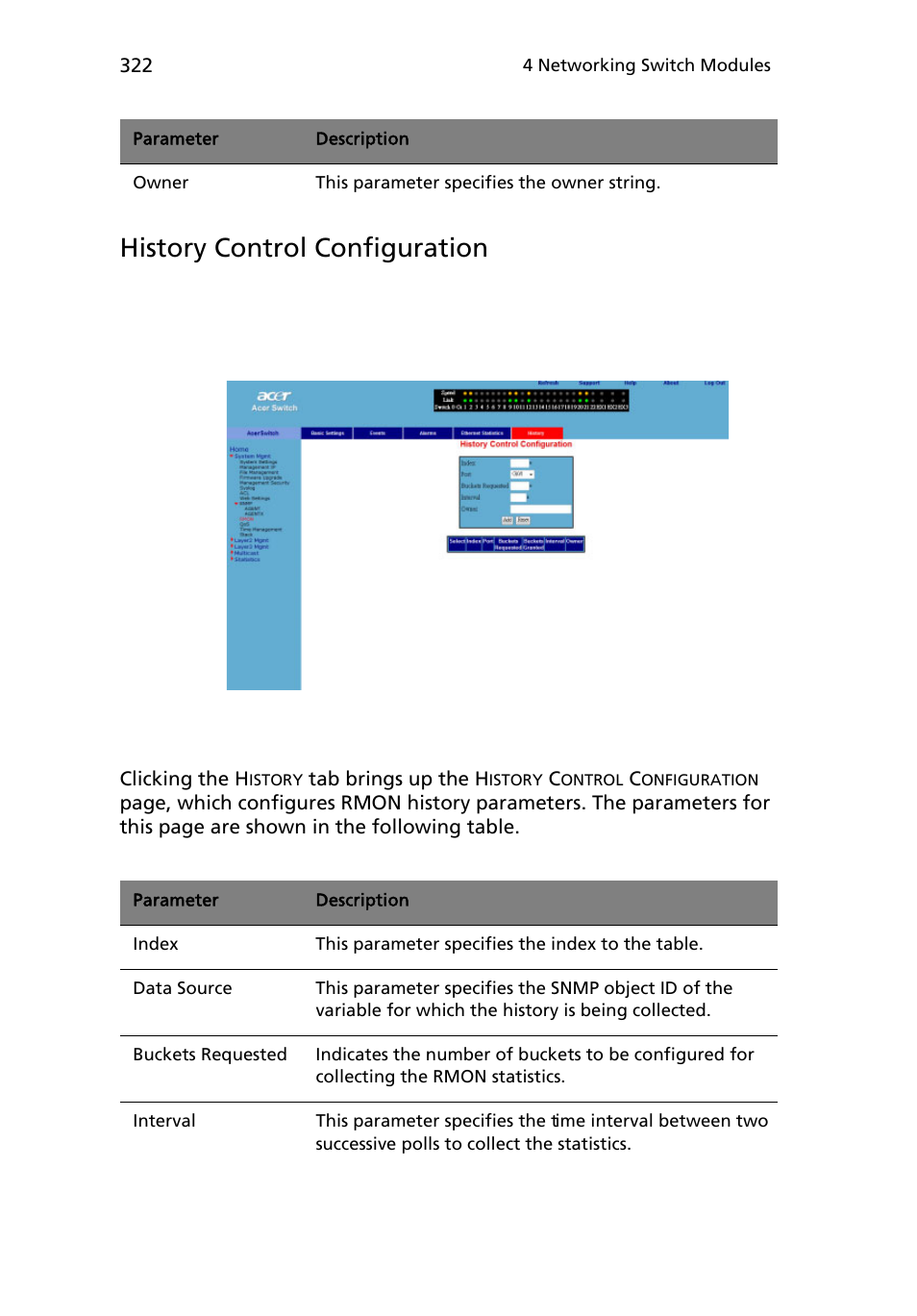 History control configuration | Acer AB460 F1 User Manual | Page 342 / 618