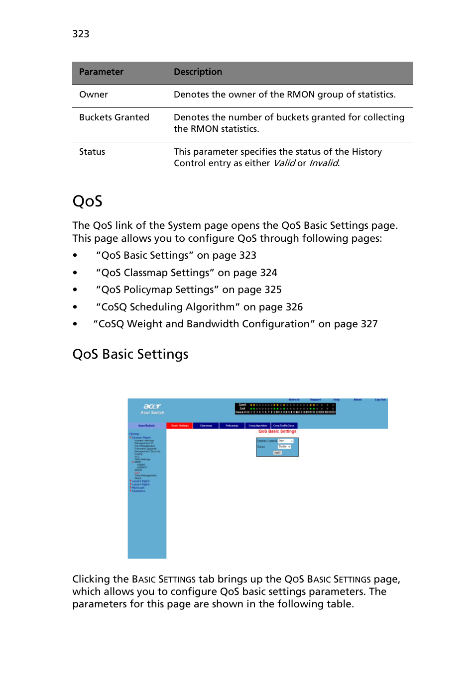 Qos basic settings | Acer AB460 F1 User Manual | Page 343 / 618