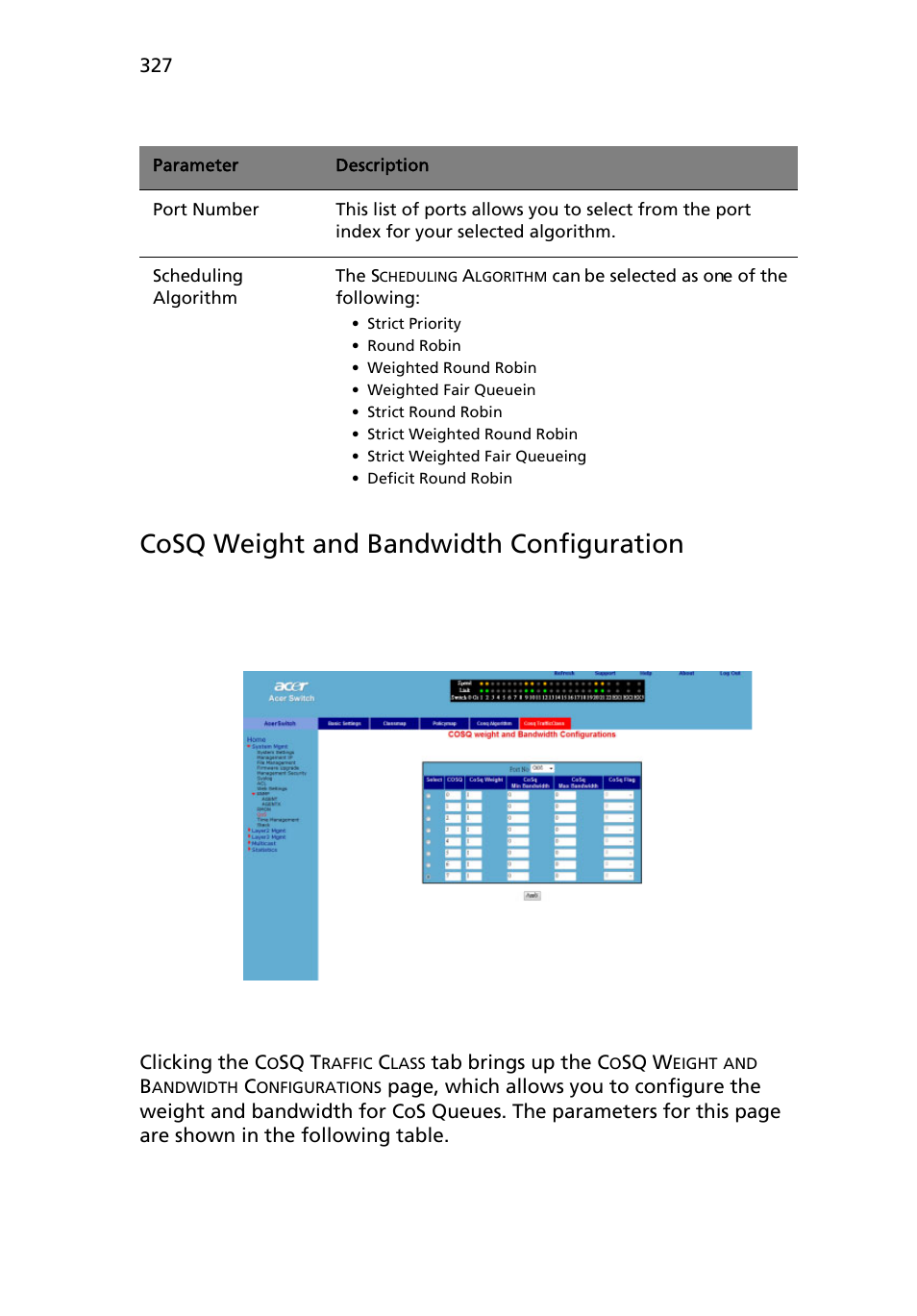 Cosq weight and bandwidth configuration | Acer AB460 F1 User Manual | Page 347 / 618