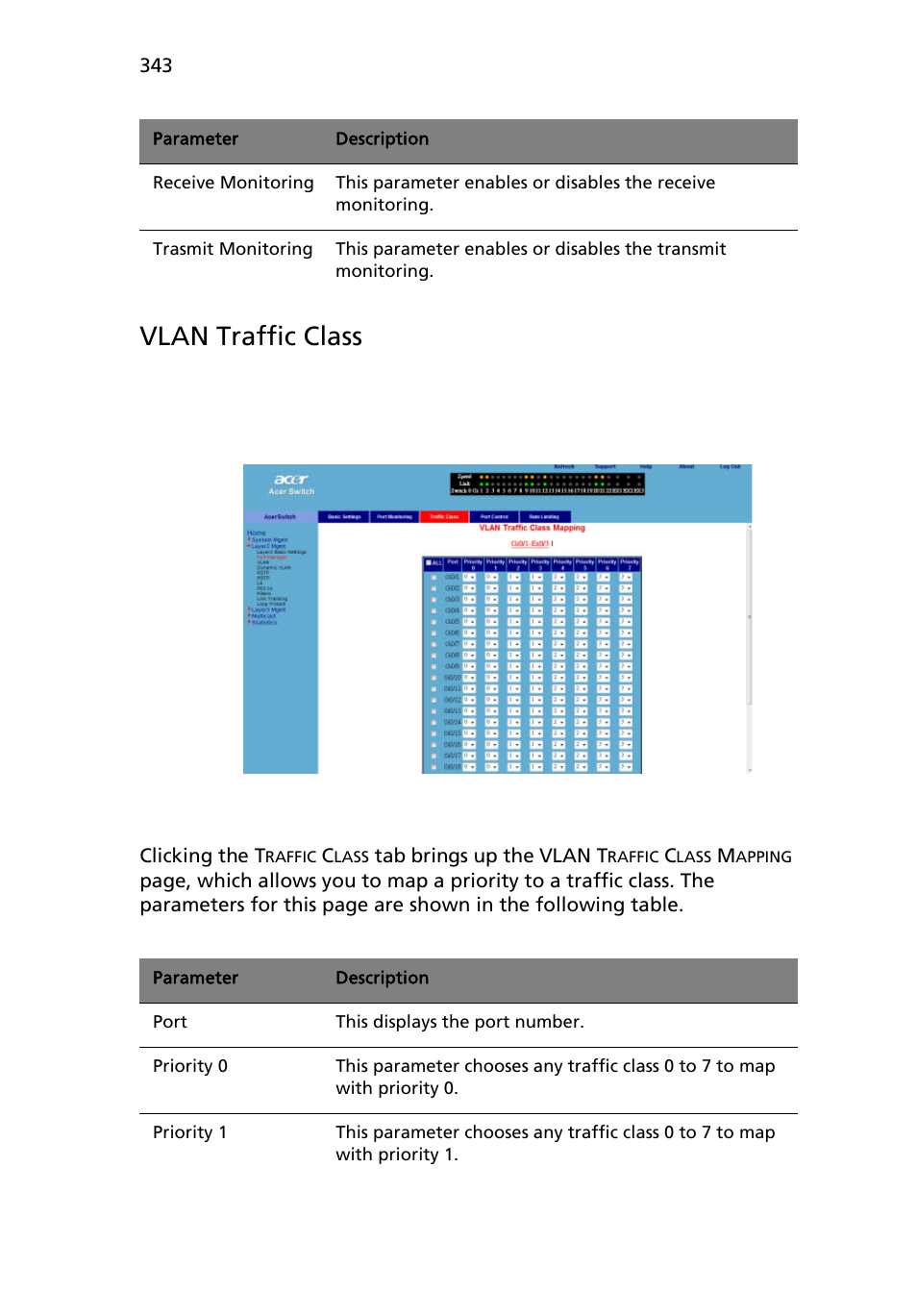 Vlan traffic class | Acer AB460 F1 User Manual | Page 363 / 618