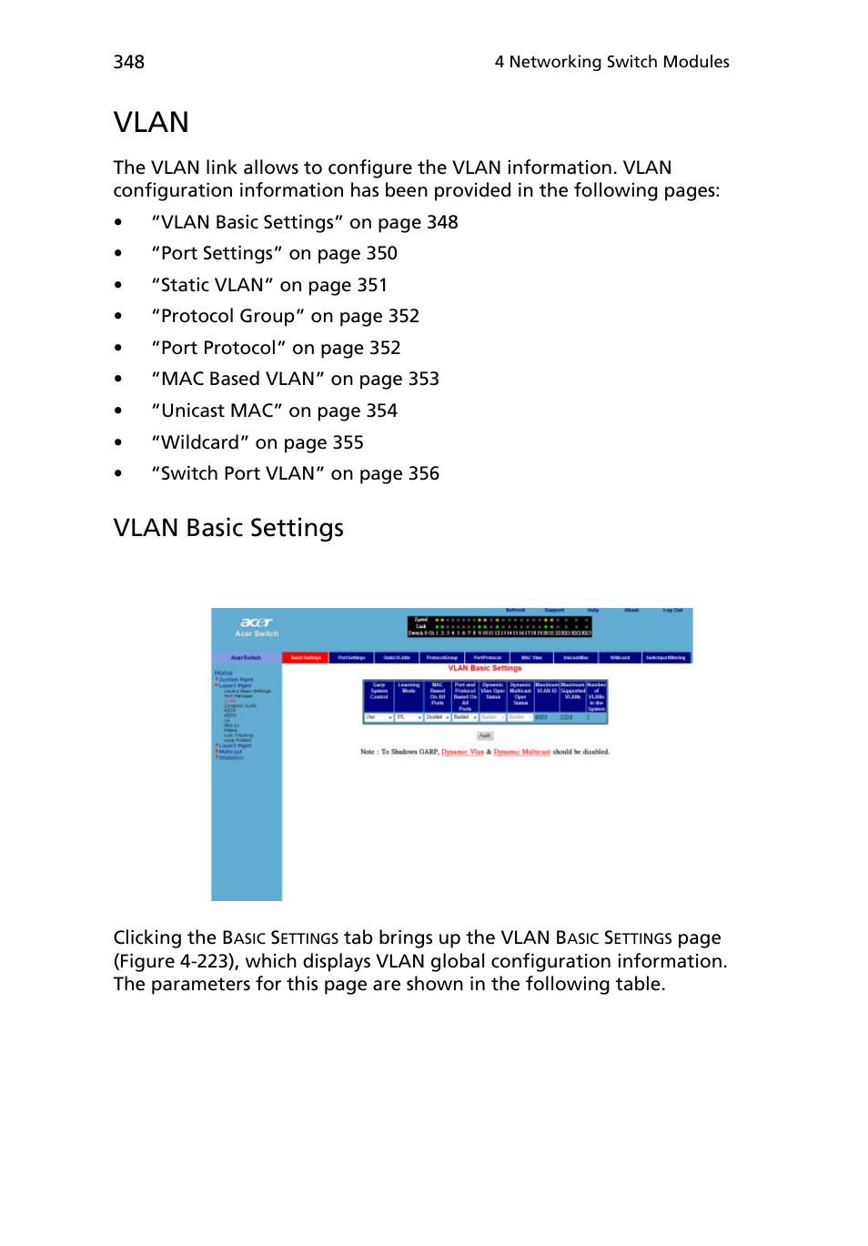 Vlan, Vlan basic settings | Acer AB460 F1 User Manual | Page 368 / 618