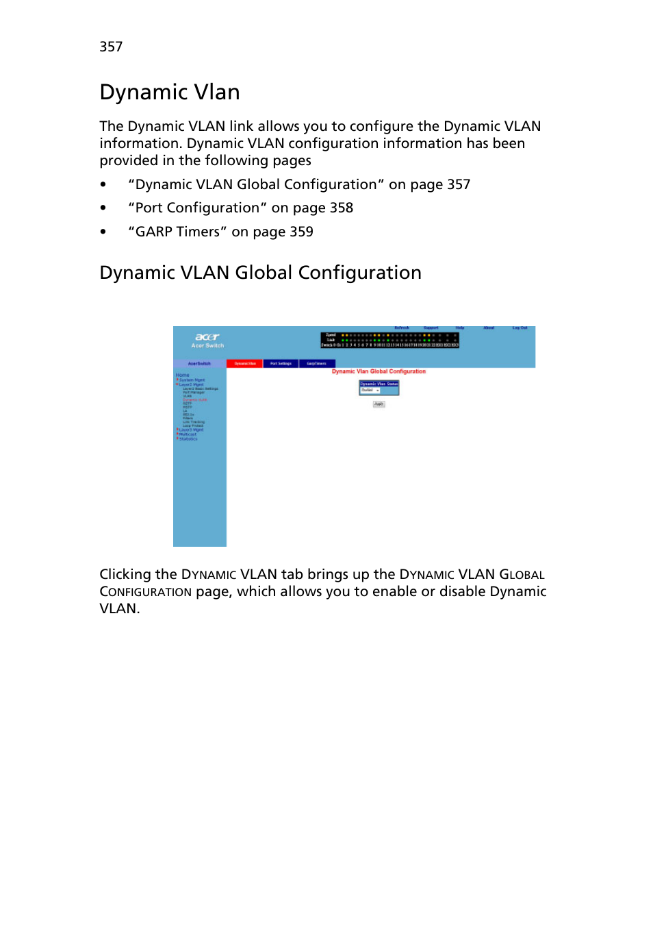 Dynamic vlan, Dynamic vlan global configuration | Acer AB460 F1 User Manual | Page 377 / 618