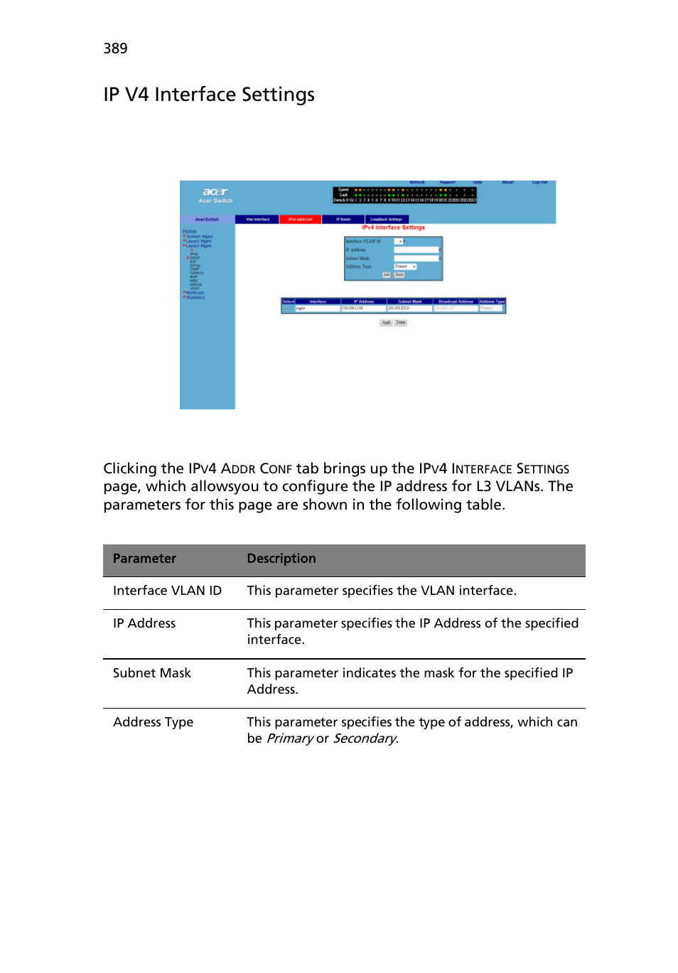 Ip v4 interface settings | Acer AB460 F1 User Manual | Page 409 / 618