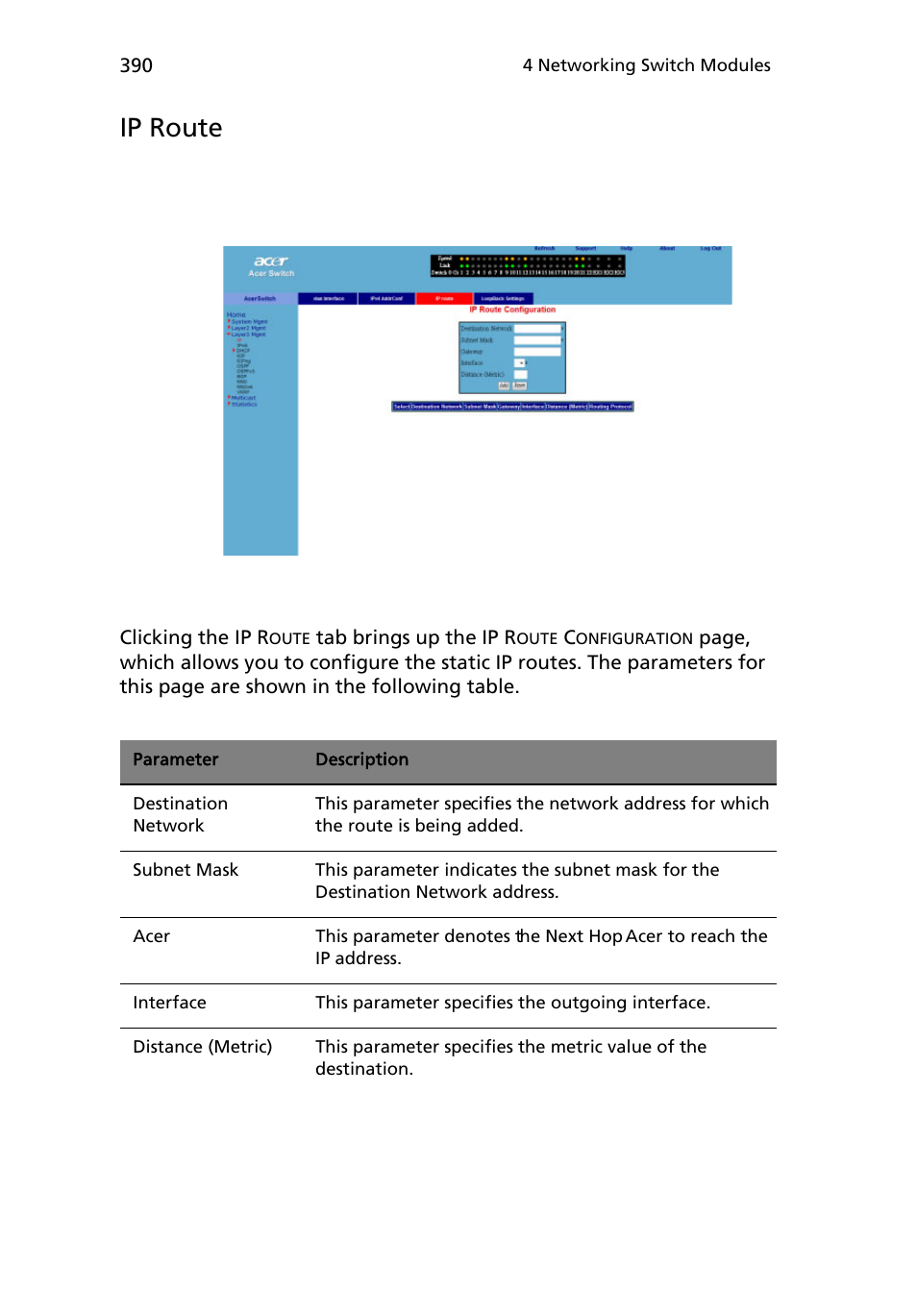 Ip route | Acer AB460 F1 User Manual | Page 410 / 618