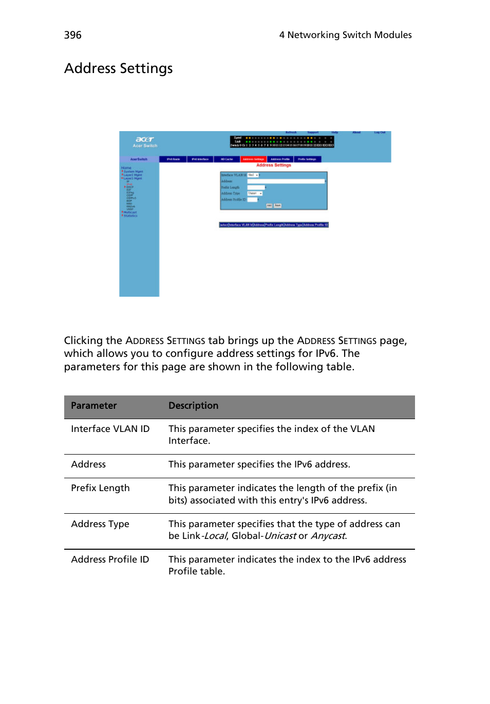 Address settings | Acer AB460 F1 User Manual | Page 416 / 618