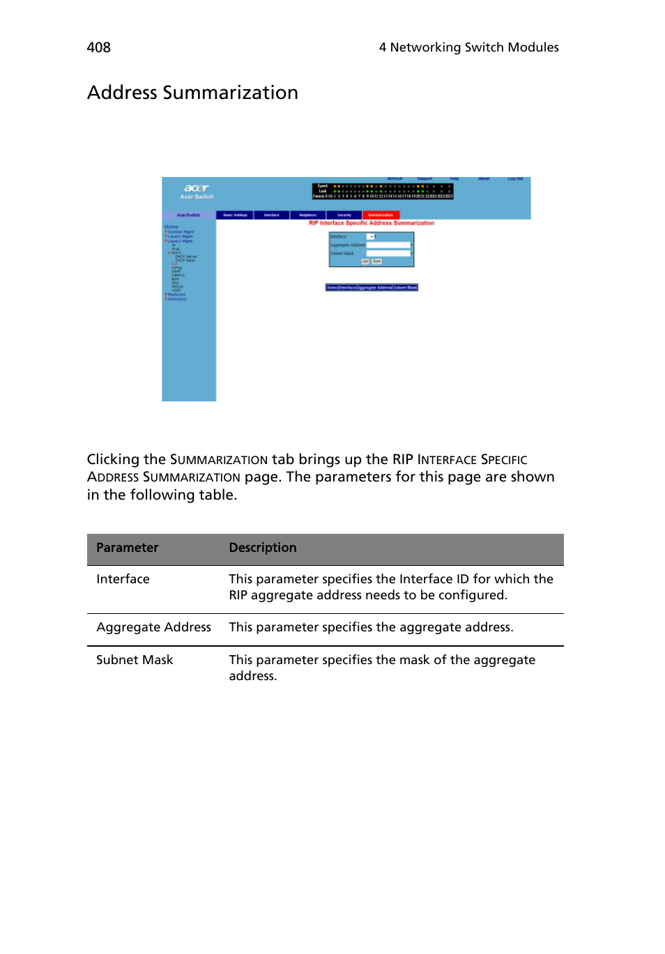 Address summarization | Acer AB460 F1 User Manual | Page 428 / 618