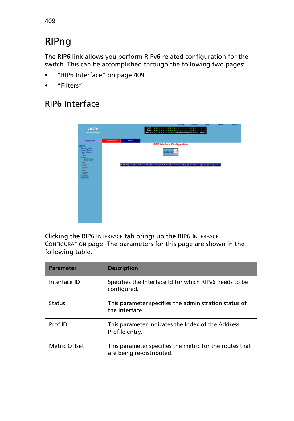 Ripng, Rip6 interface | Acer AB460 F1 User Manual | Page 429 / 618