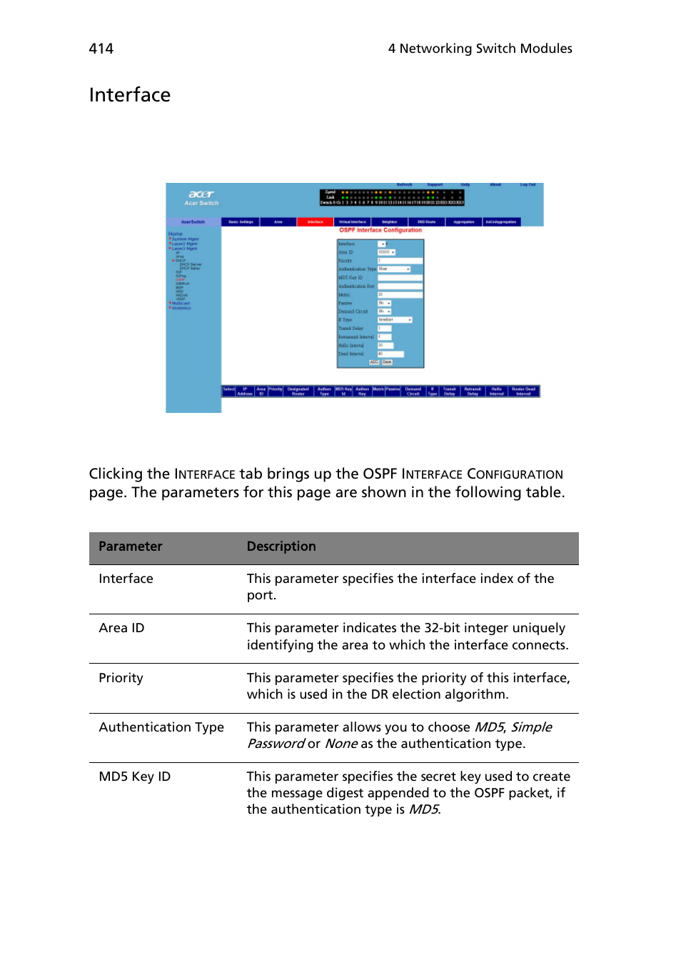 Interface | Acer AB460 F1 User Manual | Page 434 / 618
