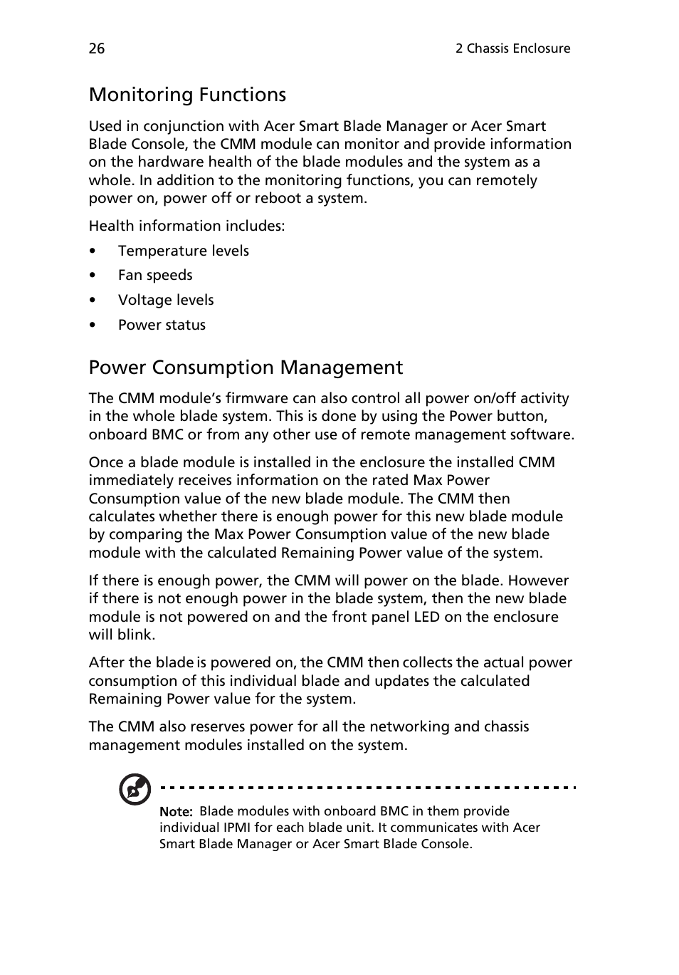 Monitoring functions, Power consumption management | Acer AB460 F1 User Manual | Page 46 / 618