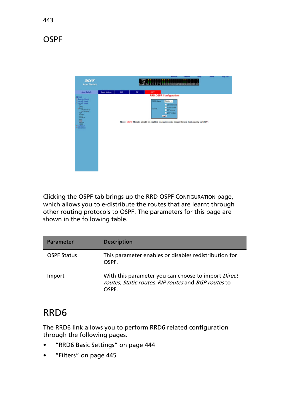 Rrd6, Ospf | Acer AB460 F1 User Manual | Page 463 / 618